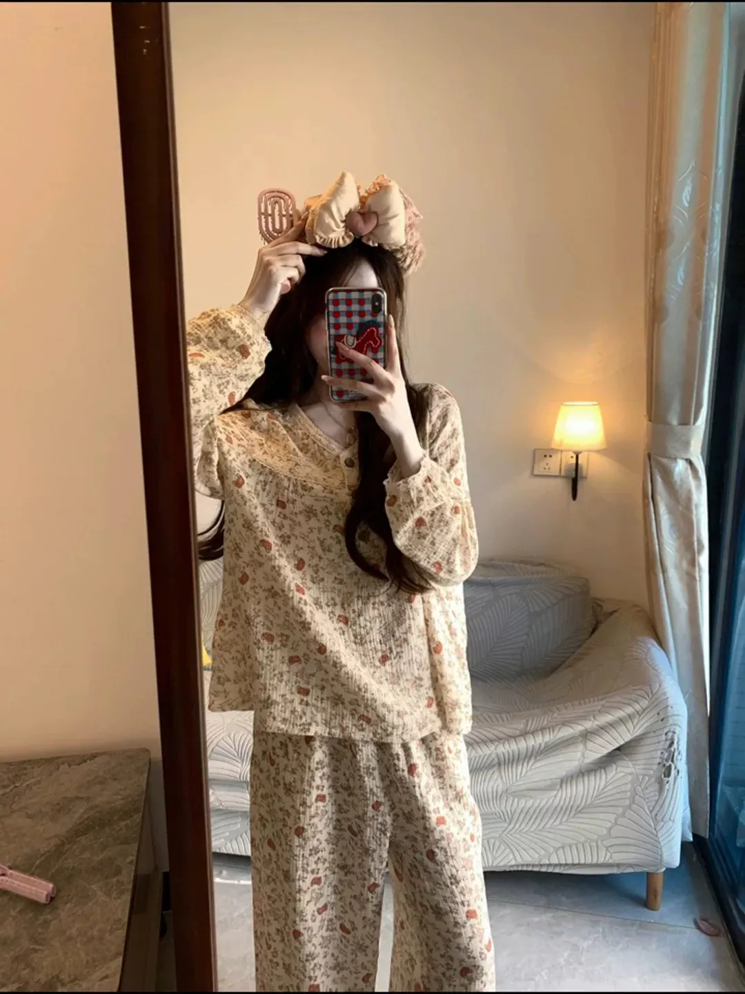 3512 Peach Garden Long Sleeve Influencer Ins Korean Style 2026 Pajamas Women Spring Autumn New Loungewear Set · Wholesale · OEM · Worldwide Shipping - Detail 13