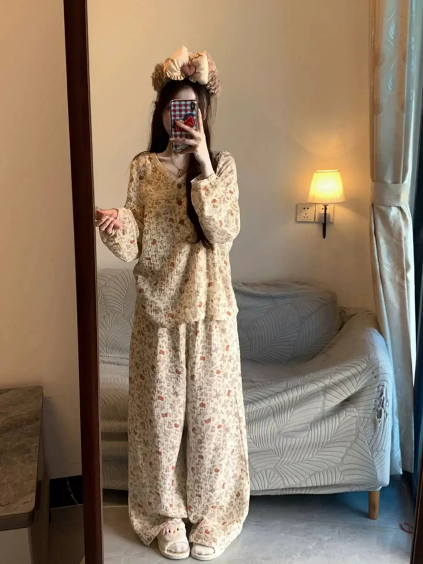 3512 Peach Garden Long Sleeve Influencer Ins Korean Style 2026 Pajamas Women Spring Autumn New Loungewear Set · Wholesale · OEM · Worldwide Shipping - Detail 10