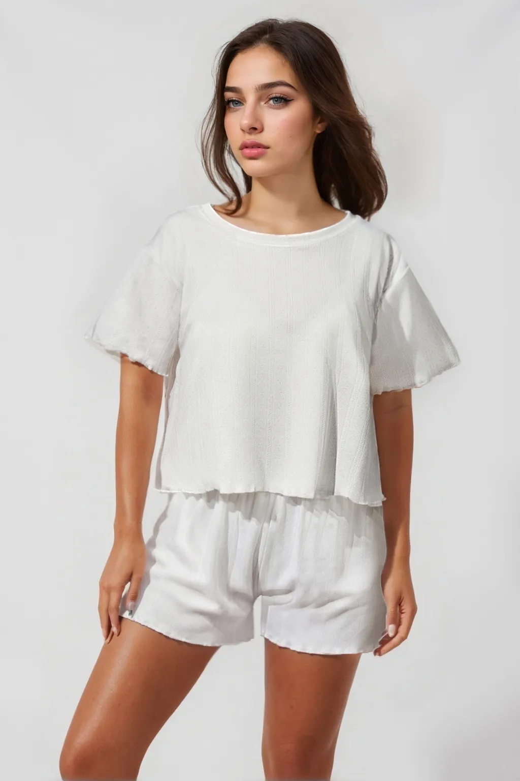 Wholesale Europe & US Cross-Border Bestseller Women's Pajama Set, Comfortable Crew Neck Top and Shorts, Casual Wearable-Outside Loungewear · Wholesale · OEM · Worldwide Shipping - Detail 4