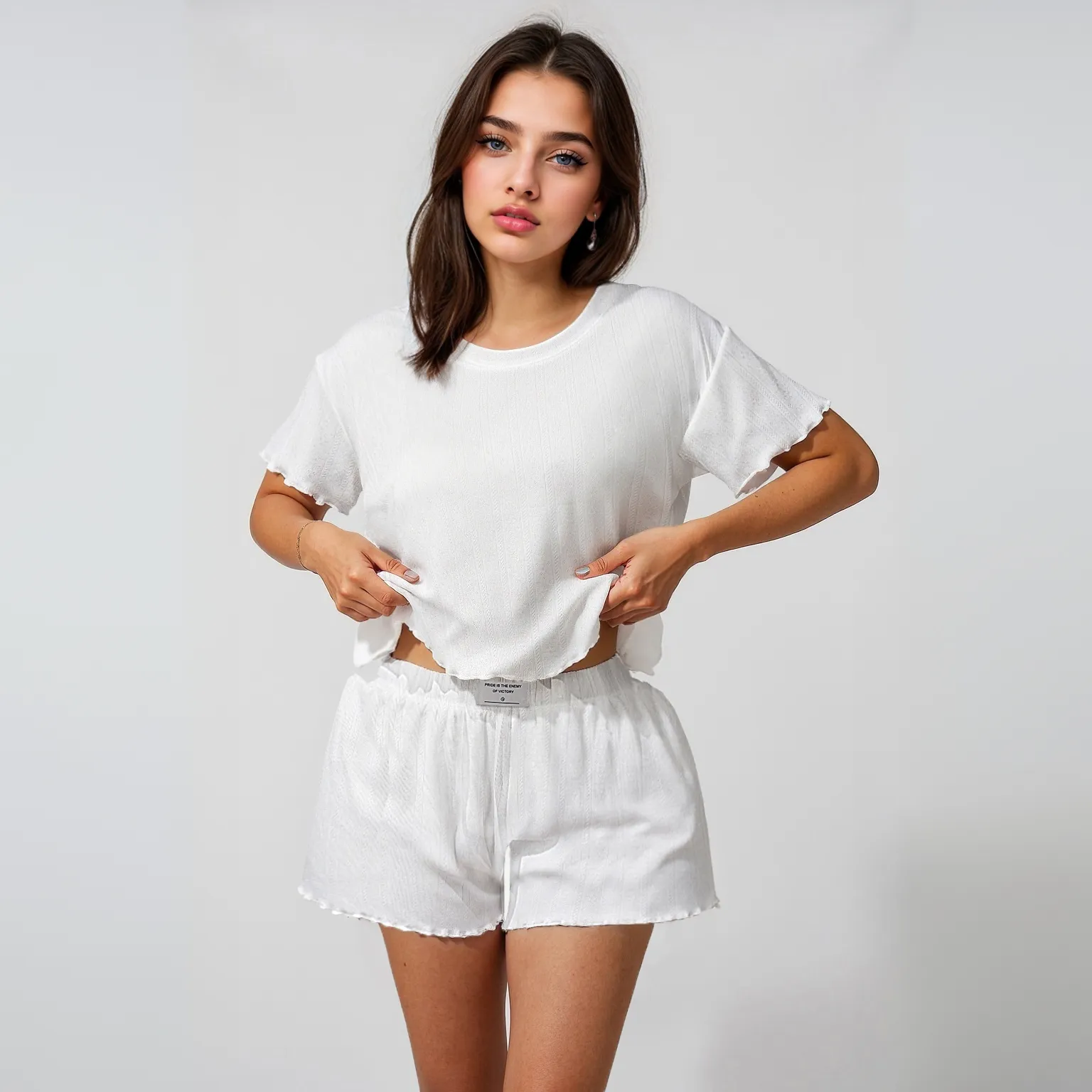 Wholesale Europe & US Cross-Border Bestseller Women's Pajama Set, Comfortable Crew Neck Top and Shorts, Casual Wearable-Outside Loungewear · Wholesale · OEM · Worldwide Shipping