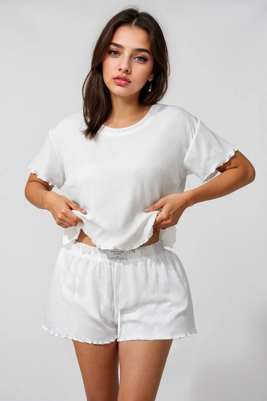 Wholesale Europe & US Cross-Border Bestseller Women's Pajama Set, Comfortable Crew Neck Top and Shorts, Casual Wearable-Outside Loungewear · Wholesale · OEM · Worldwide Shipping - Detail 1