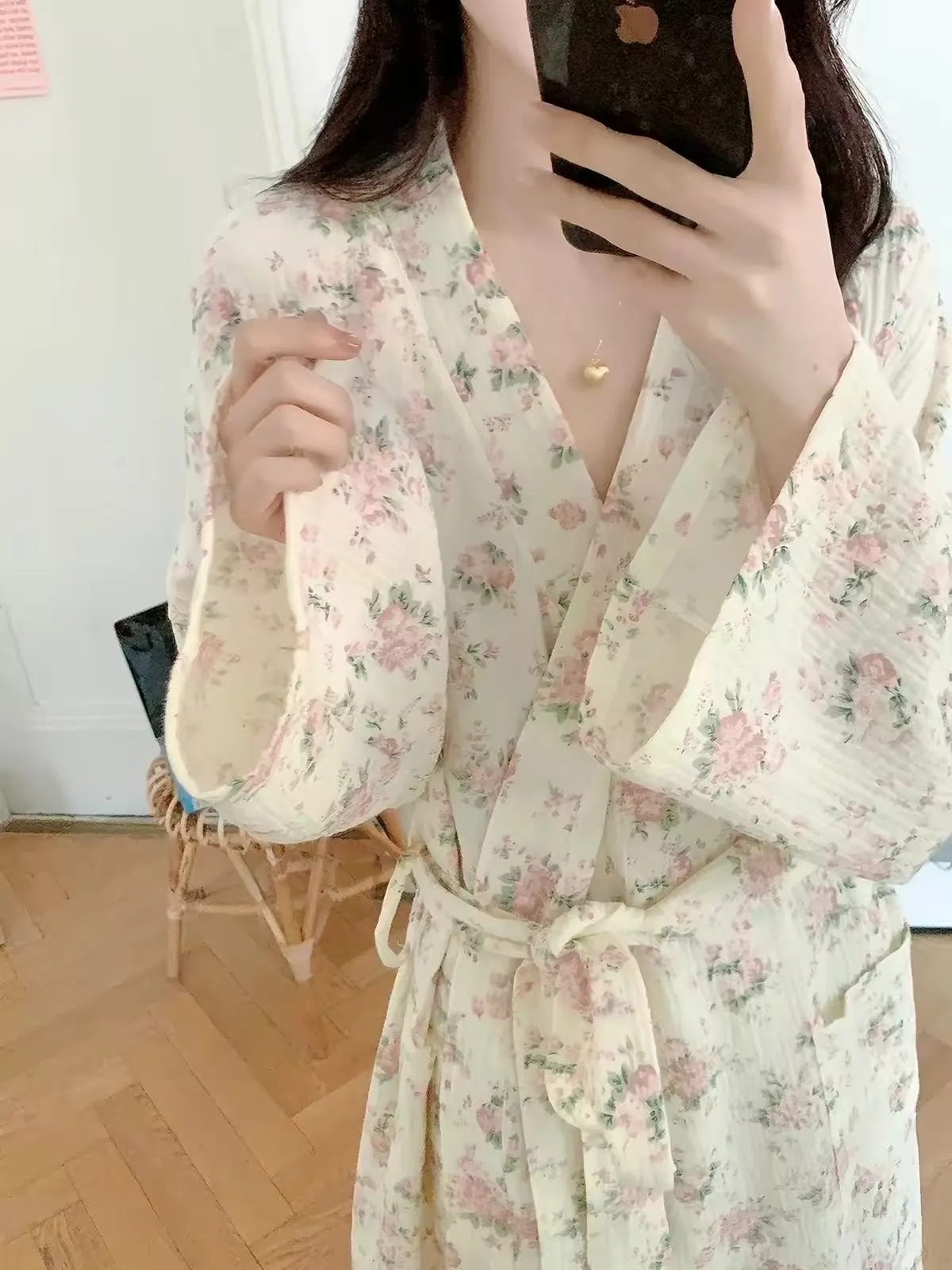 New Fresh Design Floral Nightgown Women, Summer Long Tie-Waist Loose Bathrobe · Wholesale · OEM · Worldwide Shipping - Detail 2