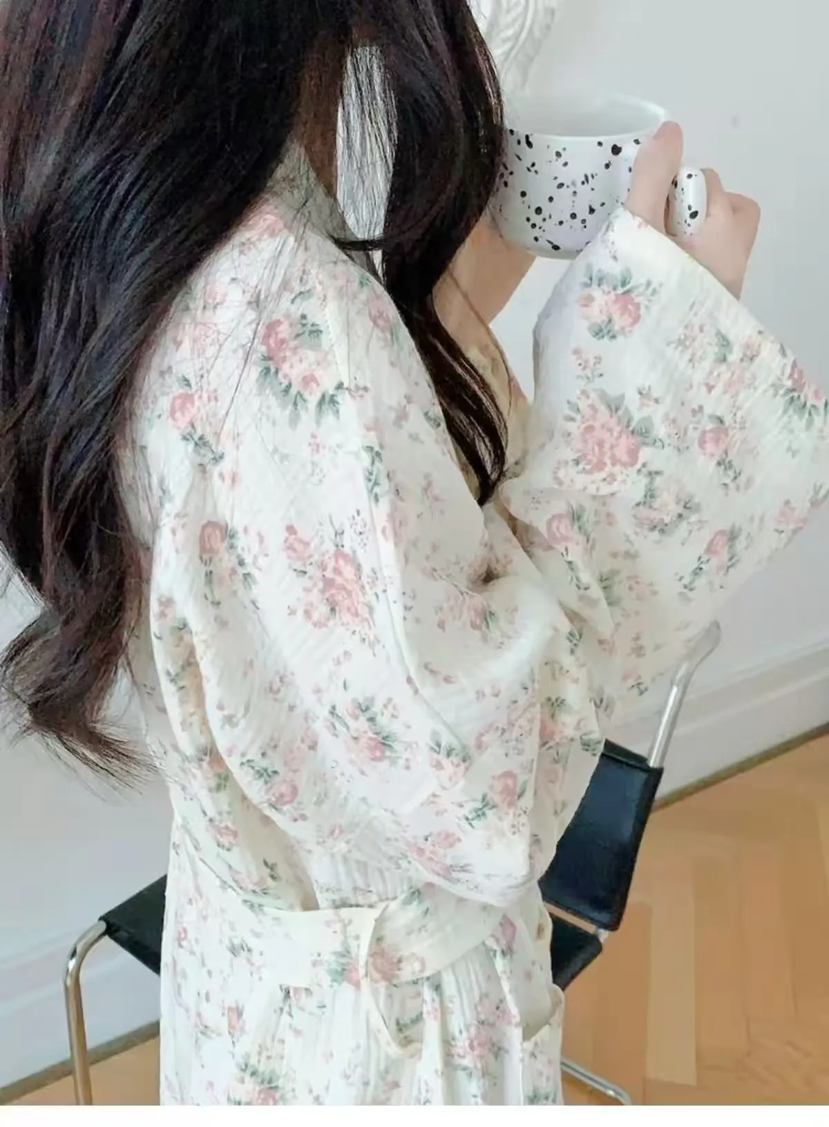 New Fresh Design Floral Nightgown Women, Summer Long Tie-Waist Loose Bathrobe · Wholesale · OEM · Worldwide Shipping - Detail 17