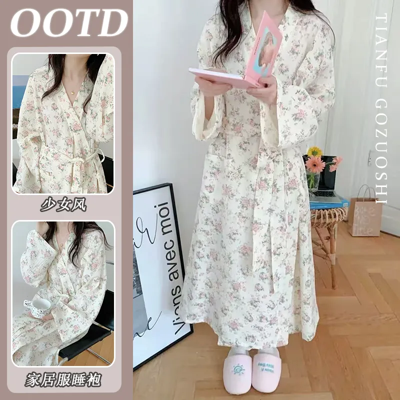 New Fresh Design Floral Nightgown Women, Summer Long Tie-Waist Loose Bathrobe · Wholesale · OEM · Worldwide Shipping