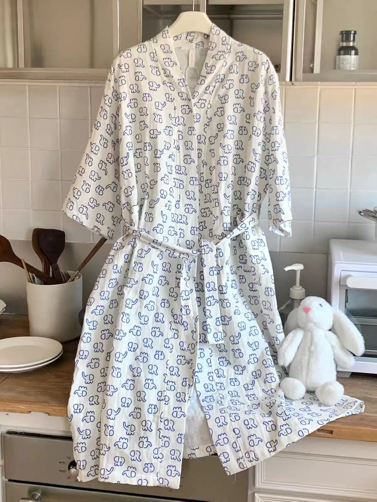 Robe de chambre femme printemps été amincissant éléphant cartoon chemise de nuit maison portable extérieur robe de chambre · Grossiste · OEM · Mondial - Detail 5