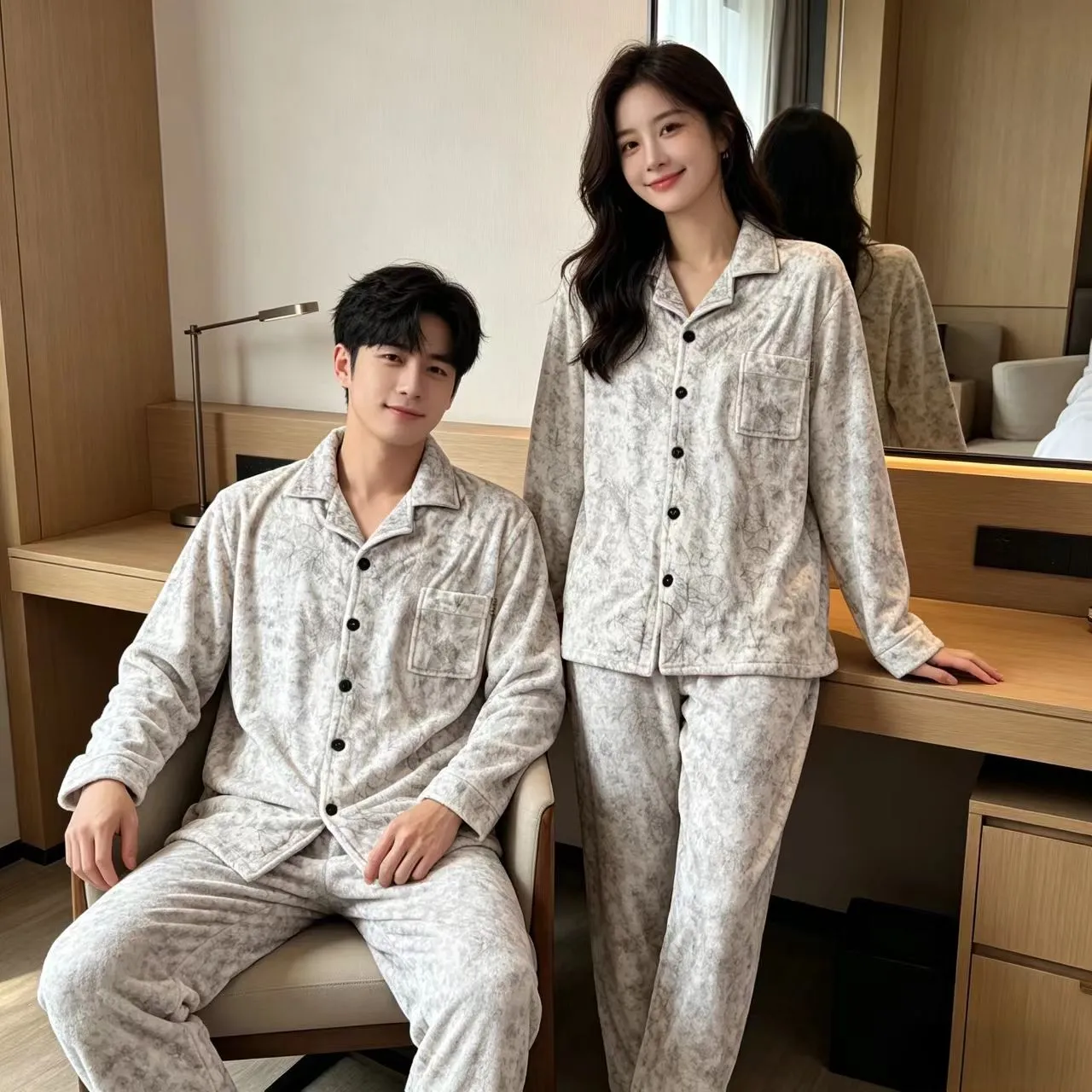 2026 Fall/Winter New Island Fleece Long Sleeve Long Pants Two-Piece Set Casual Minimalist Wearable Outdoors Couple Cardigan Loungewear · Wholesale · OEM · Worldwide Shipping - View 4