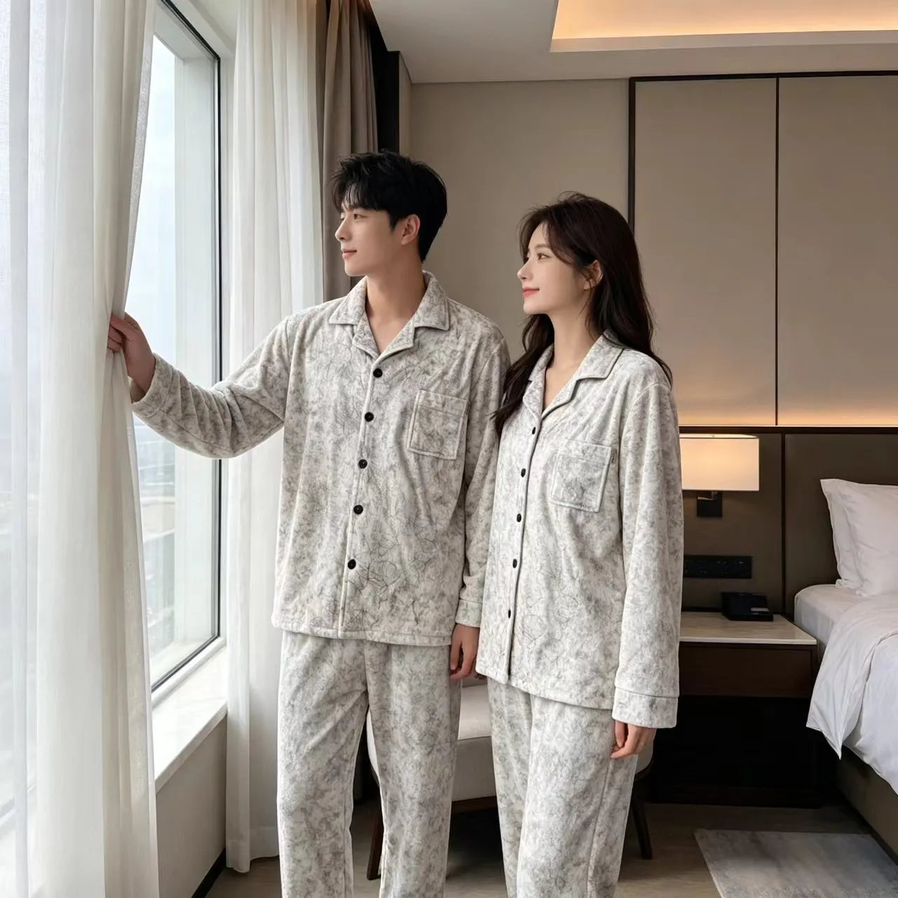 2026 Fall/Winter New Island Fleece Long Sleeve Long Pants Two-Piece Set Casual Minimalist Wearable Outdoors Couple Cardigan Loungewear · Wholesale · OEM · Worldwide Shipping - View 1