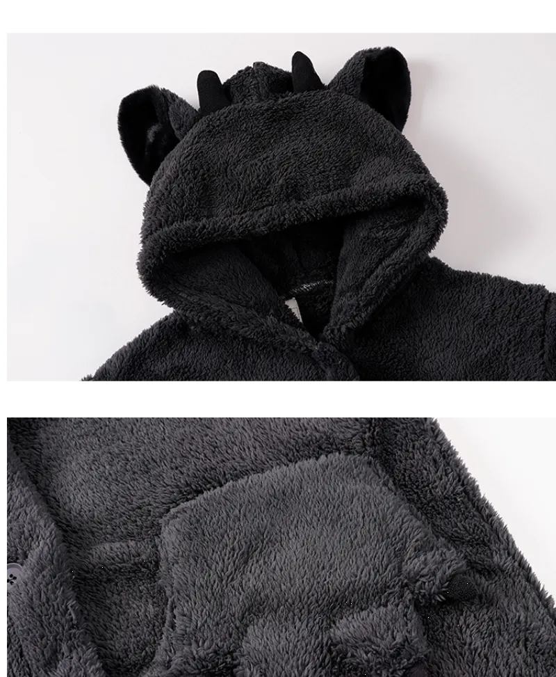 Little Devil Couple Robe and Pants Women Winter Coral Fleece Thickened Pajama Plus Size Men Homewear · Wholesale · OEM · Worldwide Shipping - Detail 1