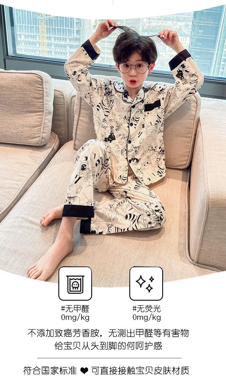 남아용 키즈 가디건 파자마, 코튼라이크 소재 봄·가을 외출 가능 홈웨어 · 도매 · OEM · 전 세계 배송 - Detail 32