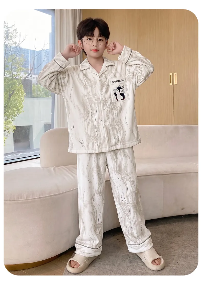 New Winter Kids Pajama Set for Boys, Dralon Fleece Long Sleeve Loungewear for Teens and Older Children · Wholesale · OEM · Worldwide Shipping - Detail 12