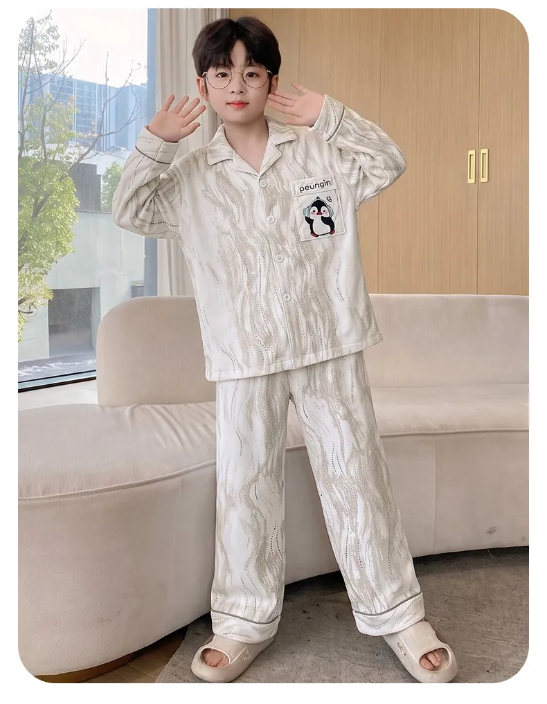 New Winter Kids Pajama Set for Boys, Dralon Fleece Long Sleeve Loungewear for Teens and Older Children · Wholesale · OEM · Worldwide Shipping - Detail 9
