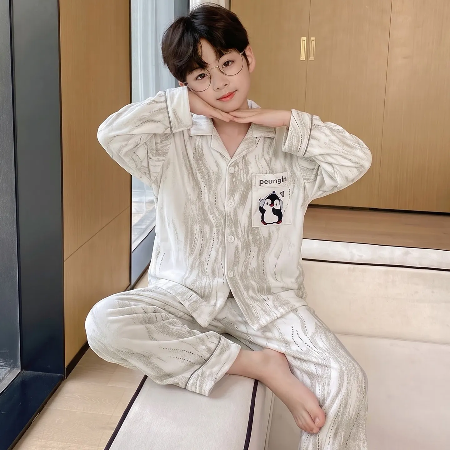 New Winter Kids Pajama Set for Boys, Dralon Fleece Long Sleeve Loungewear for Teens and Older Children · Wholesale · OEM · Worldwide Shipping - View 2