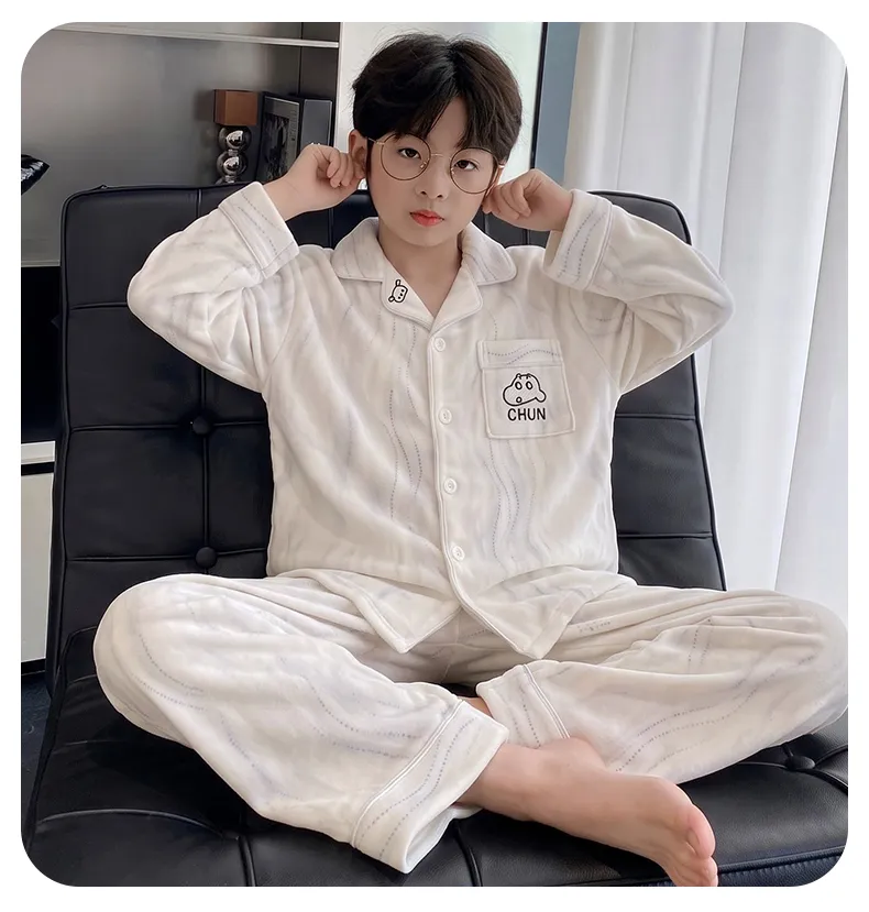 New Winter Kids Pajama Set for Boys, Dralon Fleece Long Sleeve Loungewear for Teens and Older Children · Wholesale · OEM · Worldwide Shipping - Detail 10