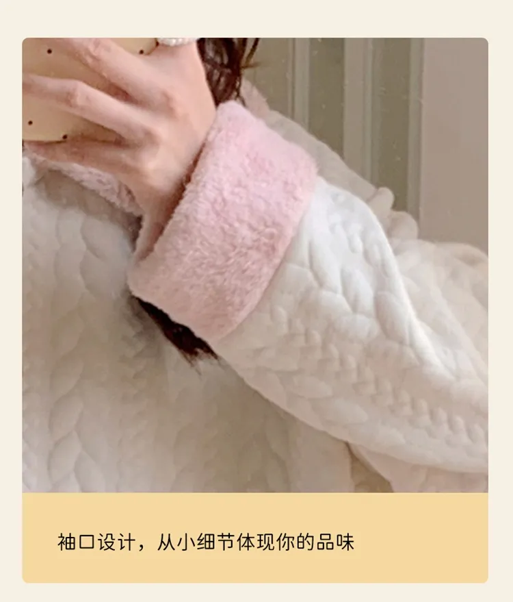 454D# Winter New Pajamas Women Thickened Air Layer Mid-Length Sweet Girl Homewear Set · Wholesale · OEM · Worldwide Shipping - Detail 19