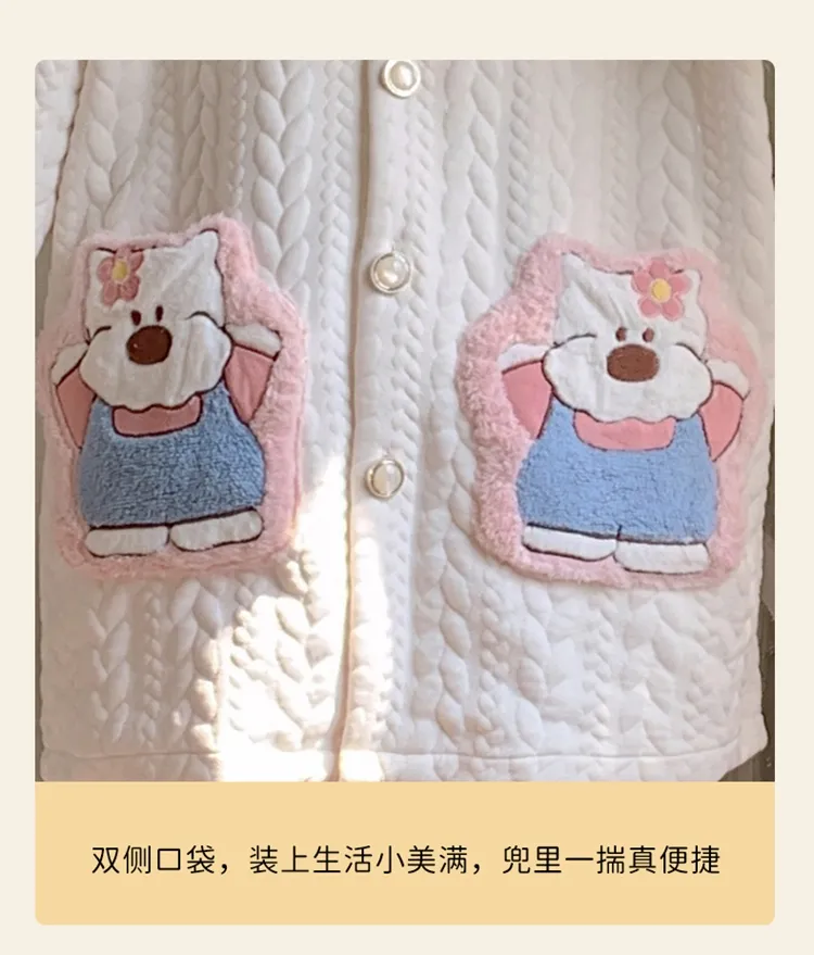 454D# Winter New Pajamas Women Thickened Air Layer Mid-Length Sweet Girl Homewear Set · Wholesale · OEM · Worldwide Shipping - Detail 20