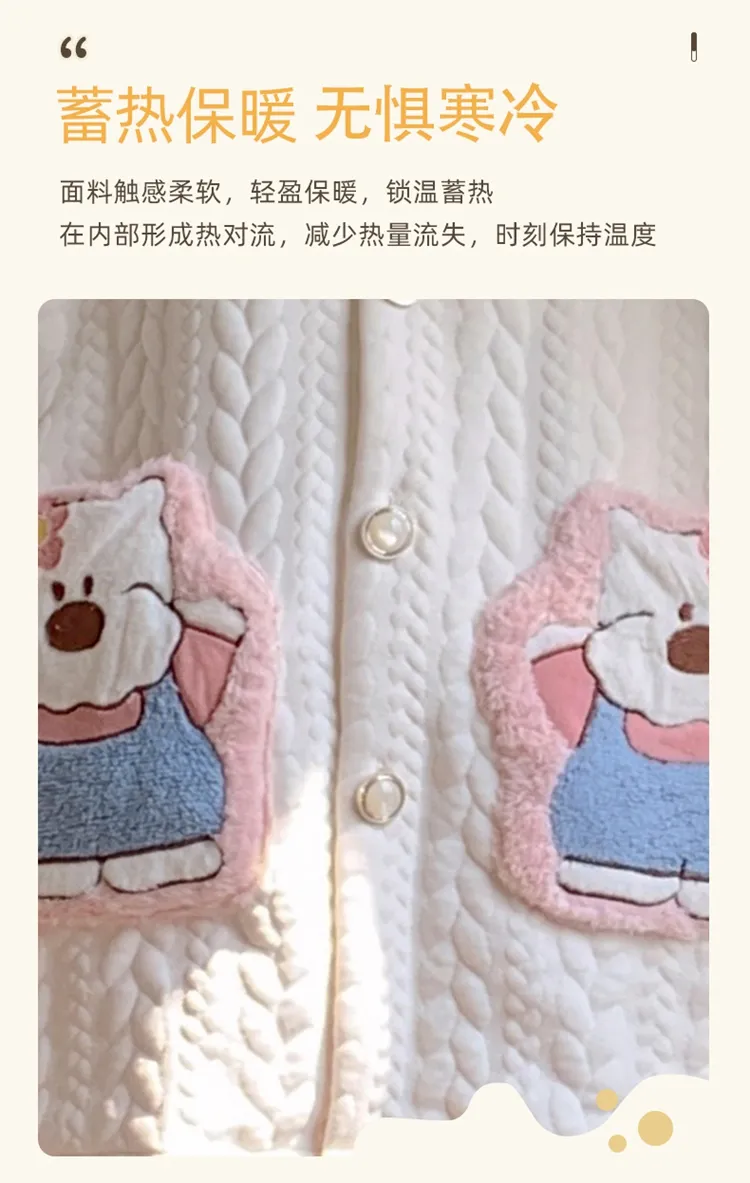 454D# Winter New Pajamas Women Thickened Air Layer Mid-Length Sweet Girl Homewear Set · Wholesale · OEM · Worldwide Shipping - Detail 10