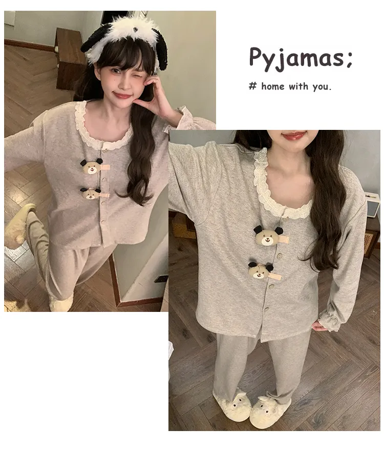 Winter New Pajamas Women 300g Ultra-Soft Sheep Velvet Cardigan Long Sleeve Long Pants Fixed Chest Pad Homewear Set · Wholesale · OEM · Worldwide Shipping - Detail 13