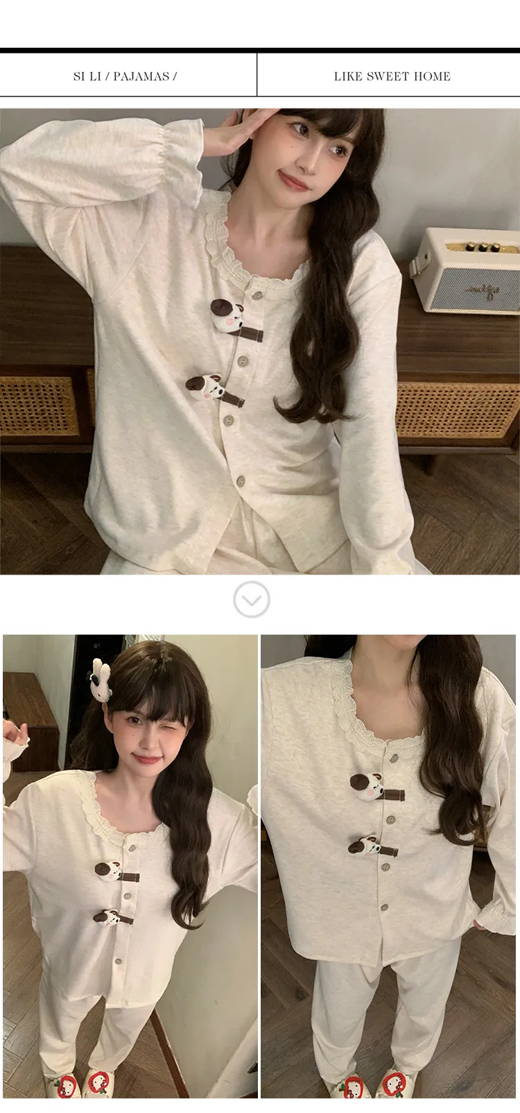 Winter New Pajamas Women 300g Ultra-Soft Sheep Velvet Cardigan Long Sleeve Long Pants Fixed Chest Pad Homewear Set · Wholesale · OEM · Worldwide Shipping - Detail 15
