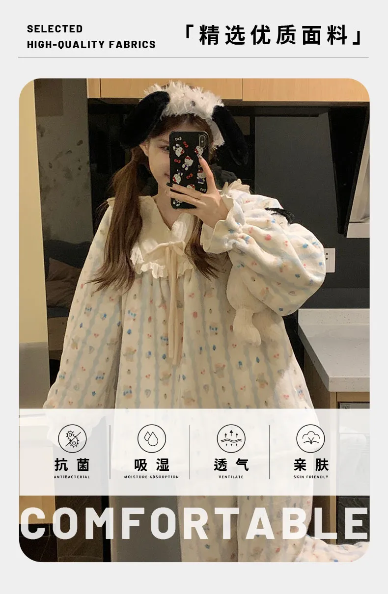 Coral Fleece Pajamas Women Autumn Winter 2026 New Flannel Thickened Warm Loungewear Sweet Princess Style Set · Wholesale · OEM · Worldwide Shipping - Detail 13