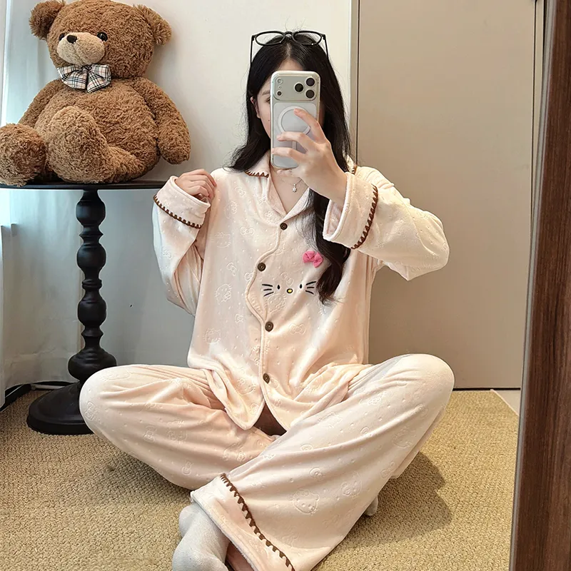 Coral Fleece Pajamas Women Autumn Winter 2026 New Flannel Thickened Warm Loungewear Sweet Princess Style Set · Wholesale · OEM · Worldwide Shipping - Detail 9