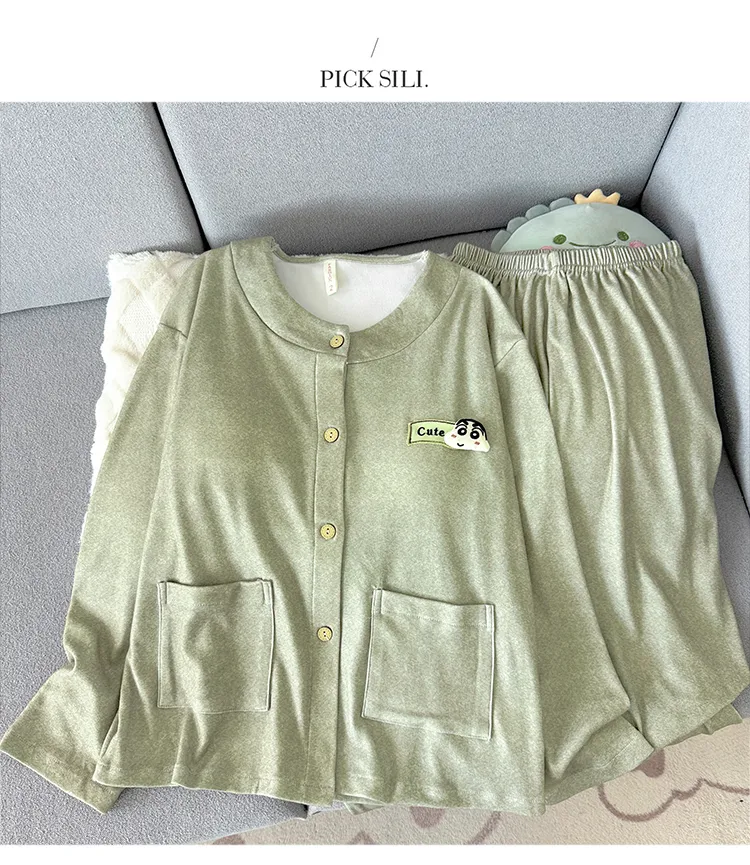 Nouvelle collection d'hiver pyjama femme 280g ultra doux polaire à col rond manches longues pantalon long coussinets de poitrine fixes ensemble de maison · Grossiste · OEM · Mondial - Detail 22