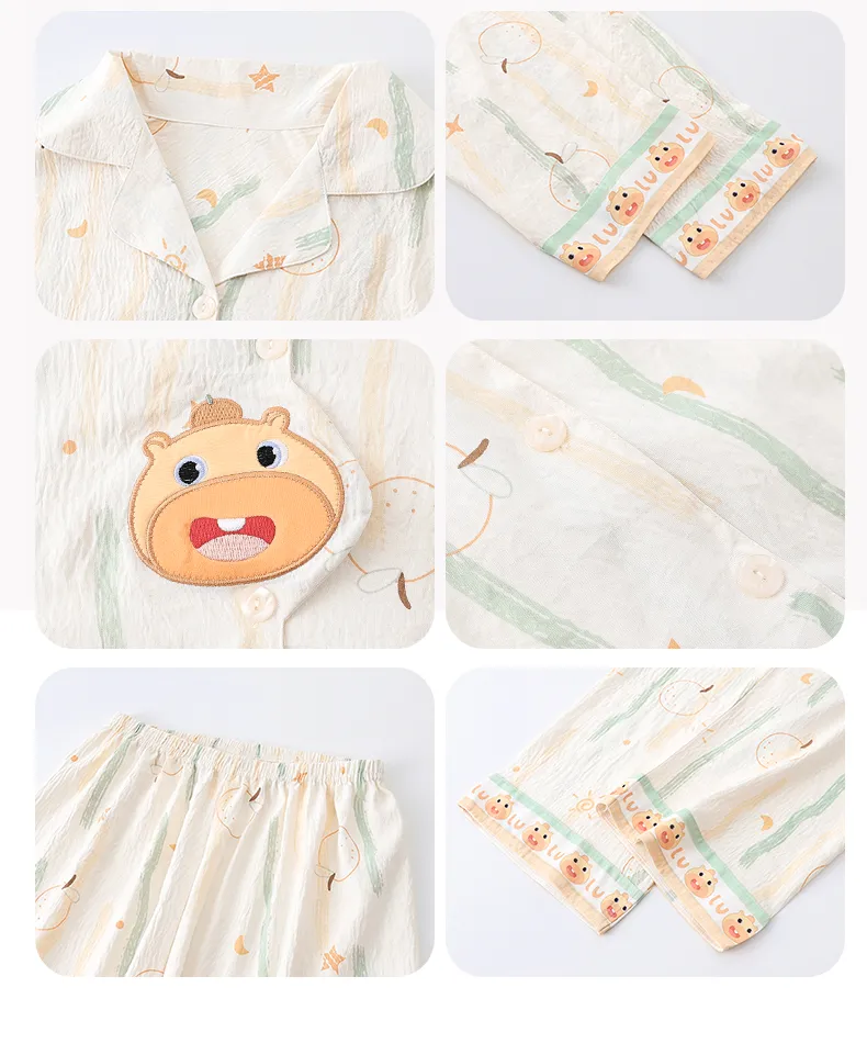 2026 New Spring Autumn 3D Embroidered Pajamas Women Cloud Cotton Lapel Cardigan Set Loose Girl Homewear · Wholesale · OEM · Worldwide Shipping - Detail 4
