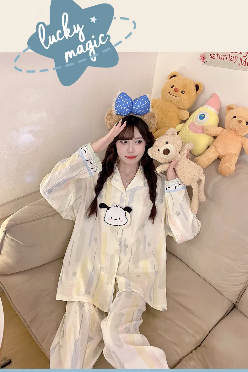 Piyama Wanita Model Baru 2026 Musim Semi/Gugur dengan Sulaman 3D, Bahan Cloud Cotton, Kerah Turn-down, Set Atasan Longgar & Celana Panjang untuk Remaja, Pakaian Rumah · Grosir · OEM · Pengiriman Global - Detail 9