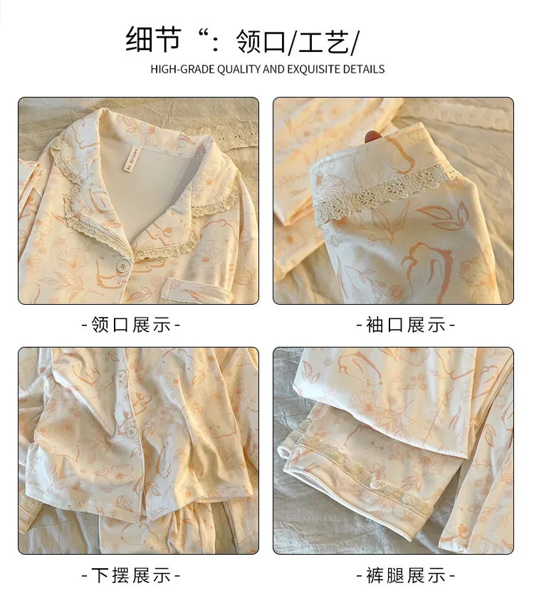 New Winter Pajamas for Women Double-Sided Deerma 260g Lace-Trimmed Lapel Cardigan Long Sleeve Long Pants Comfortable Homewear Set · Wholesale · OEM · Worldwide Shipping - Detail 15