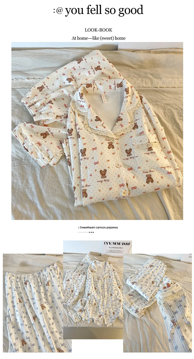 New Winter Pajamas for Women Double-Sided Deerma 260g Lace-Trimmed Lapel Cardigan Long Sleeve Long Pants Comfortable Homewear Set · Wholesale · OEM · Worldwide Shipping - Detail 27