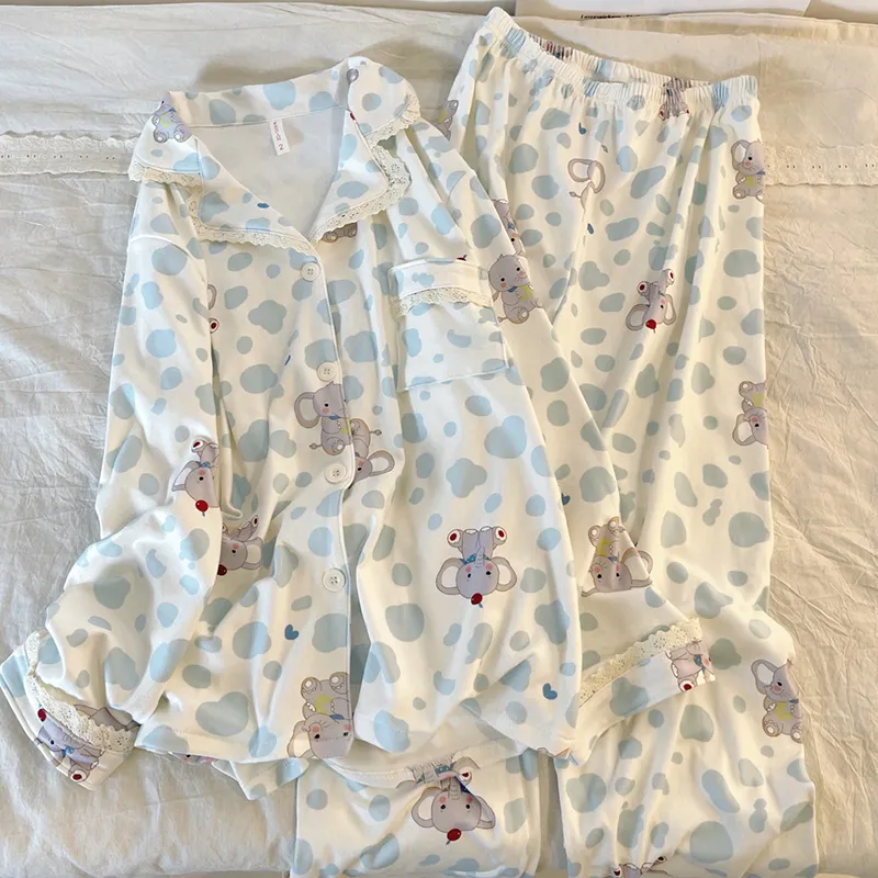 New Winter Pajamas for Women Double-Sided Deerma 260g Lace-Trimmed Lapel Cardigan Long Sleeve Long Pants Comfortable Homewear Set · Wholesale · OEM · Worldwide Shipping - Detail 4