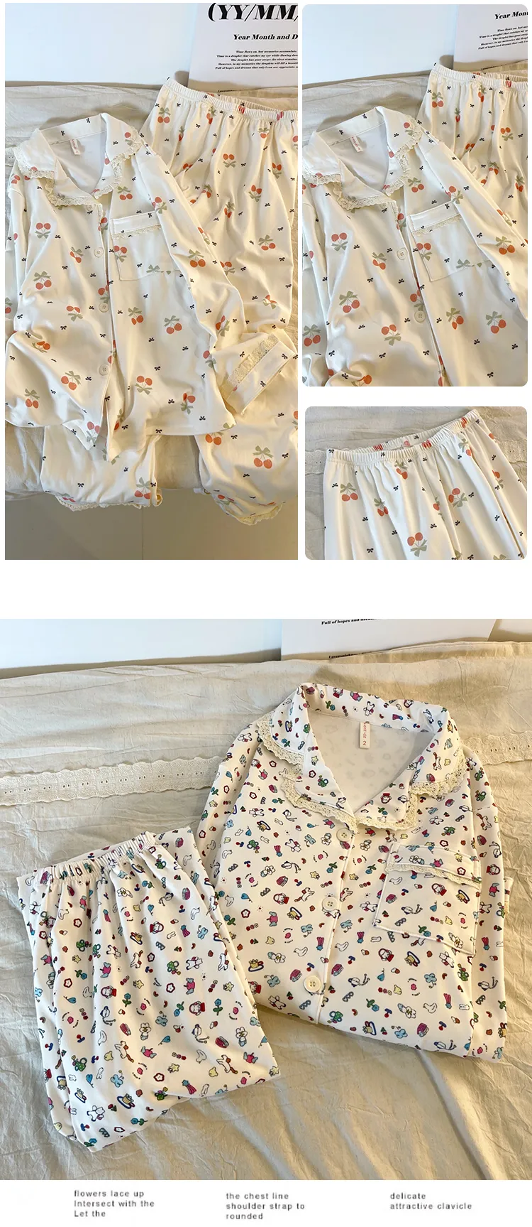 New Winter Pajamas for Women Double-Sided Deerma 260g Lace-Trimmed Lapel Cardigan Long Sleeve Long Pants Comfortable Homewear Set · Wholesale · OEM · Worldwide Shipping - Detail 30