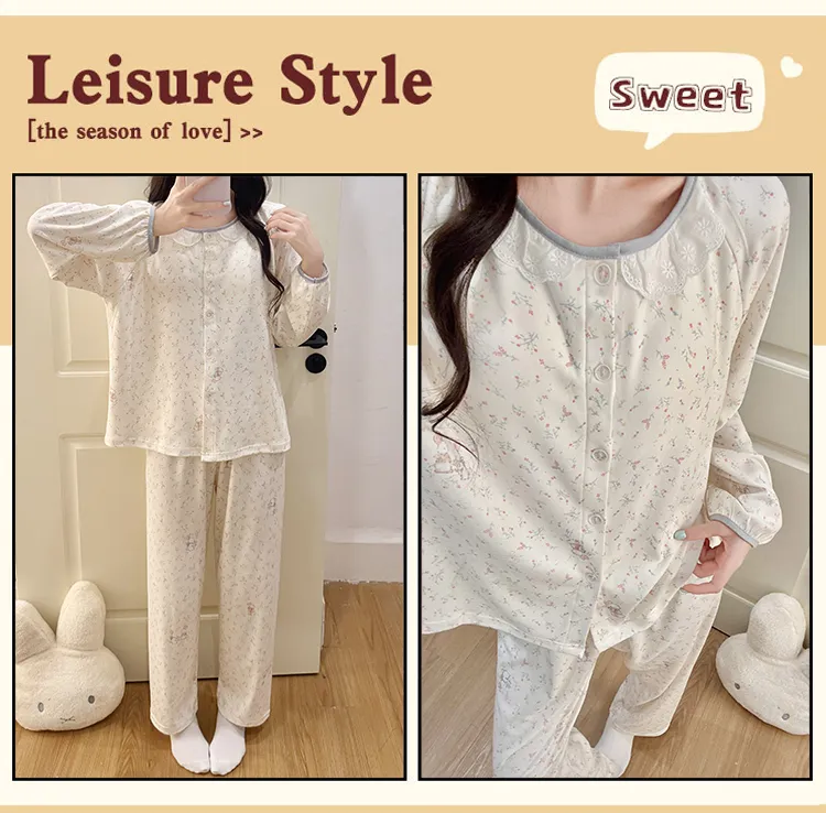 Winter New Pajamas for Women Double-Sided German Velvet 260g Lace Cardigan Long Sleeve Long Pants Fixed Chest Pad Homewear Set · Wholesale · OEM · Worldwide Shipping - Detail 13