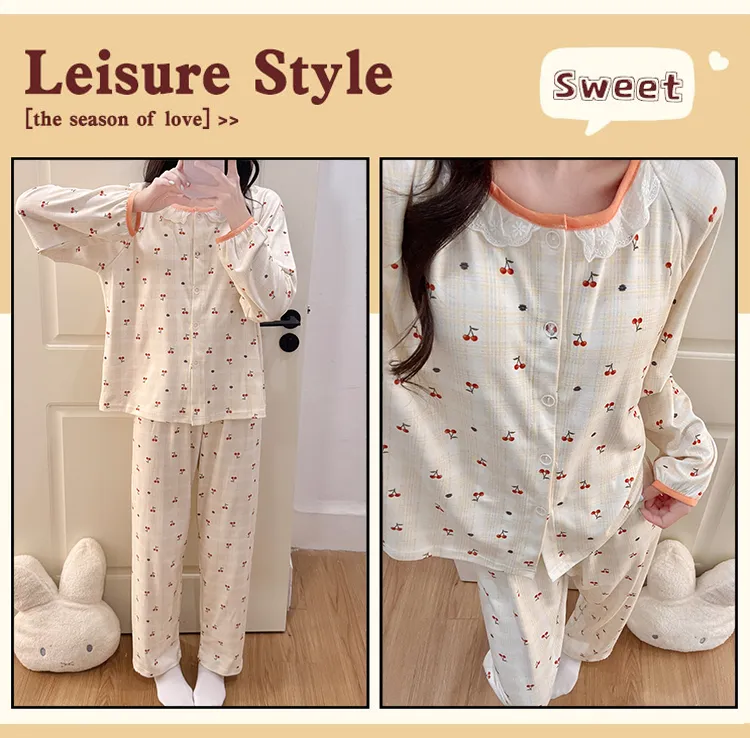 Winter New Pajamas for Women Double-Sided German Velvet 260g Lace Cardigan Long Sleeve Long Pants Fixed Chest Pad Homewear Set · Wholesale · OEM · Worldwide Shipping - Detail 22
