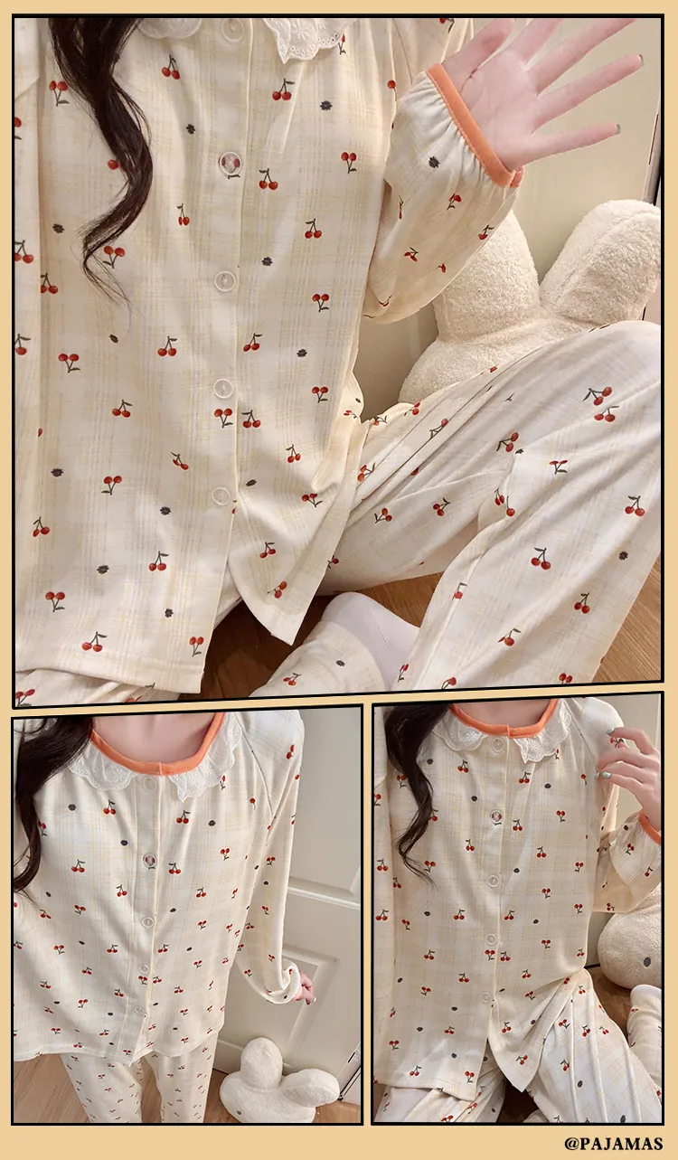 Winter New Pajamas for Women Double-Sided German Velvet 260g Lace Cardigan Long Sleeve Long Pants Fixed Chest Pad Homewear Set · Wholesale · OEM · Worldwide Shipping - Detail 23