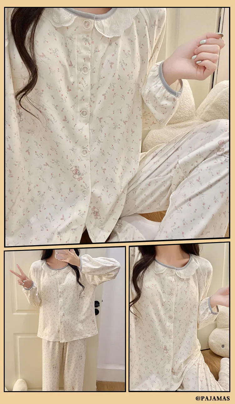 Winter New Pajamas for Women Double-Sided German Velvet 260g Lace Cardigan Long Sleeve Long Pants Fixed Chest Pad Homewear Set · Wholesale · OEM · Worldwide Shipping - Detail 14