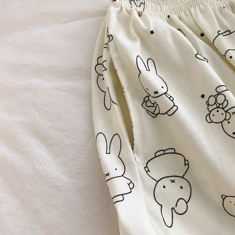 Style sucré cartoon lapin pur coton double gaze pyjama femme 2026 printemps automne ultra doux tenue maison portable extérieur · Grossiste · OEM · Mondial - Detail 5