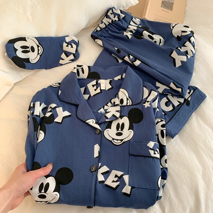 Корейская пижама Mickey из чистого хлопка для пар, мужская и женская, весенняя новинка, мультяшный комплект домашней одежды с длинным рукавом, можно носить на улице · Опт · OEM · Доставка по миру - Detail 1