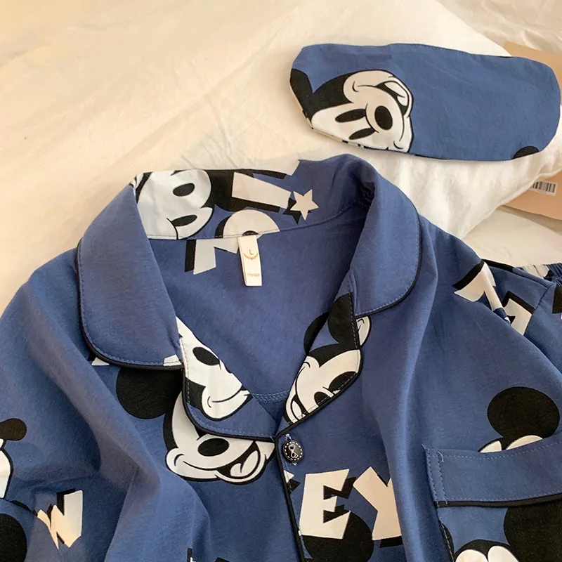 Корейская пижама Mickey из чистого хлопка для пар, мужская и женская, весенняя новинка, мультяшный комплект домашней одежды с длинным рукавом, можно носить на улице · Опт · OEM · Доставка по миру - Detail 3
