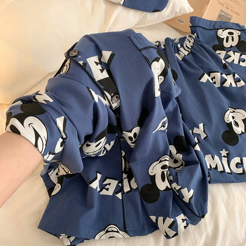 Корейская пижама Mickey из чистого хлопка для пар, мужская и женская, весенняя новинка, мультяшный комплект домашней одежды с длинным рукавом, можно носить на улице · Опт · OEM · Доставка по миру - Detail 9