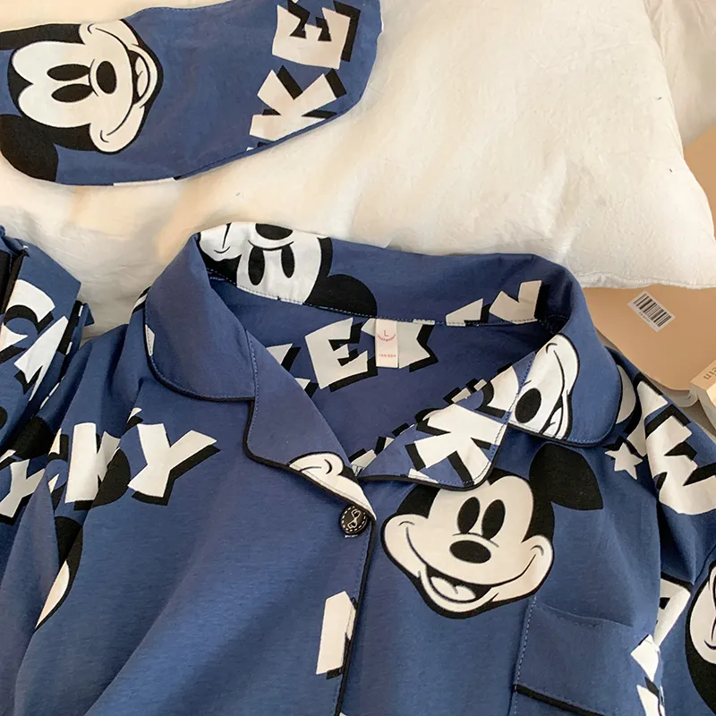 Корейская пижама Mickey из чистого хлопка для пар, мужская и женская, весенняя новинка, мультяшный комплект домашней одежды с длинным рукавом, можно носить на улице · Опт · OEM · Доставка по миру - Detail 11
