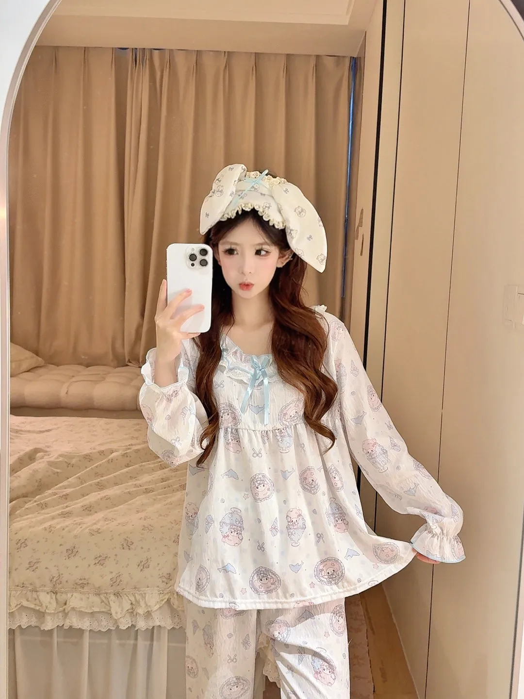 신이 봄가을 파자마 여성 소프트걸 귀여운 돌 칼라 달콤 인스 얇은 긴팔 홈웨어 · 도매 · OEM · 전 세계 배송 - View 2