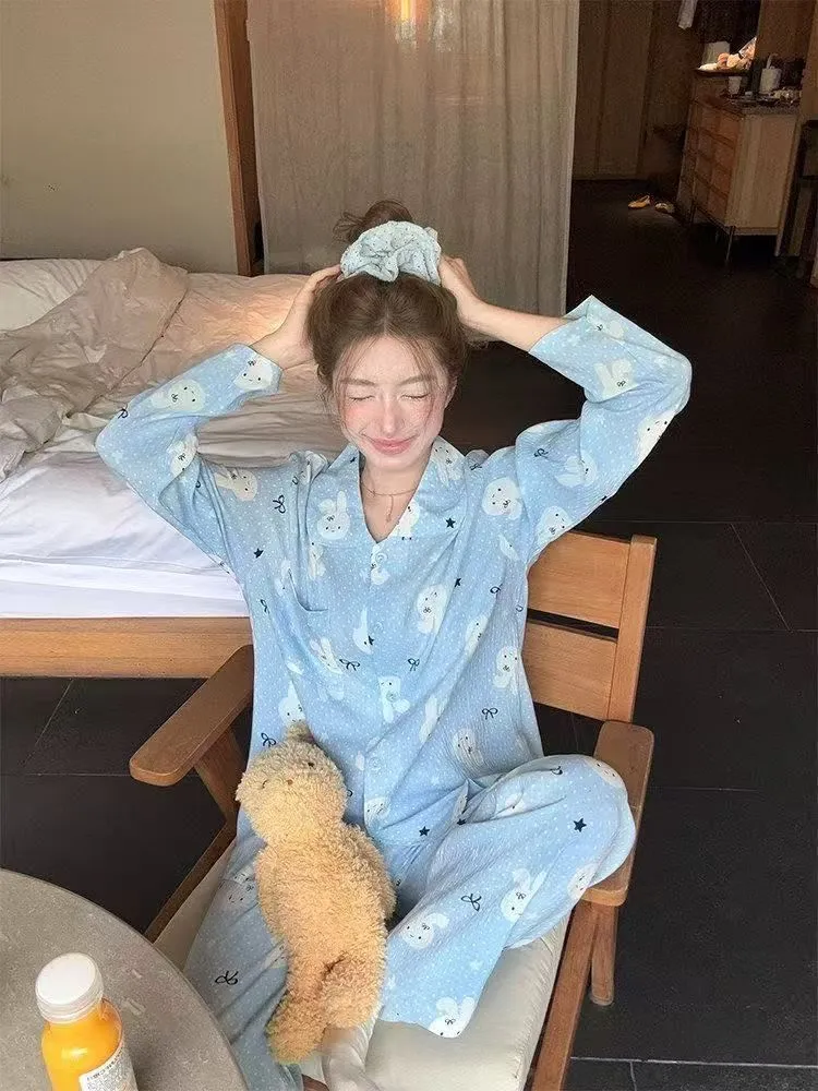 Musim Semi Gugur Terlaris Piyama Kelinci Miffy Cloud Cotton Wanita Tipis Print Longgar Manis Lengan Panjang Celana Set Pakaian Rumah · Grosir · OEM · Pengiriman Global - Detail 5