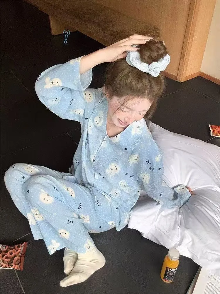 Musim Semi Gugur Terlaris Piyama Kelinci Miffy Cloud Cotton Wanita Tipis Print Longgar Manis Lengan Panjang Celana Set Pakaian Rumah · Grosir · OEM · Pengiriman Global - Detail 2