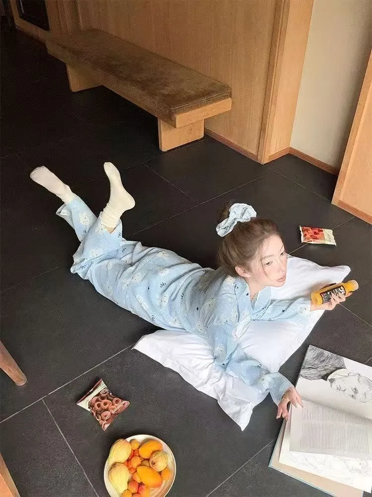 Musim Semi Gugur Terlaris Piyama Kelinci Miffy Cloud Cotton Wanita Tipis Print Longgar Manis Lengan Panjang Celana Set Pakaian Rumah · Grosir · OEM · Pengiriman Global - Detail 6