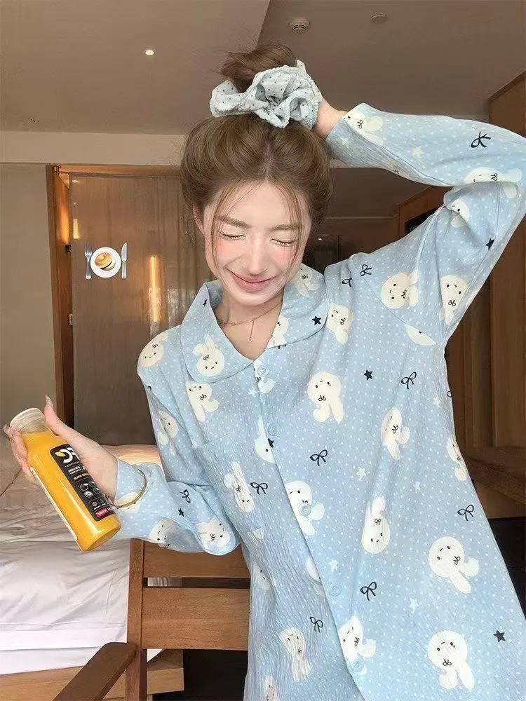 Musim Semi Gugur Terlaris Piyama Kelinci Miffy Cloud Cotton Wanita Tipis Print Longgar Manis Lengan Panjang Celana Set Pakaian Rumah · Grosir · OEM · Pengiriman Global - Detail 3