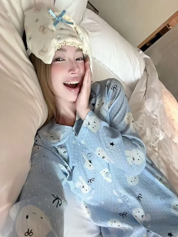 Musim Semi Gugur Terlaris Piyama Kelinci Miffy Cloud Cotton Wanita Tipis Print Longgar Manis Lengan Panjang Celana Set Pakaian Rumah · Grosir · OEM · Pengiriman Global - Detail 4