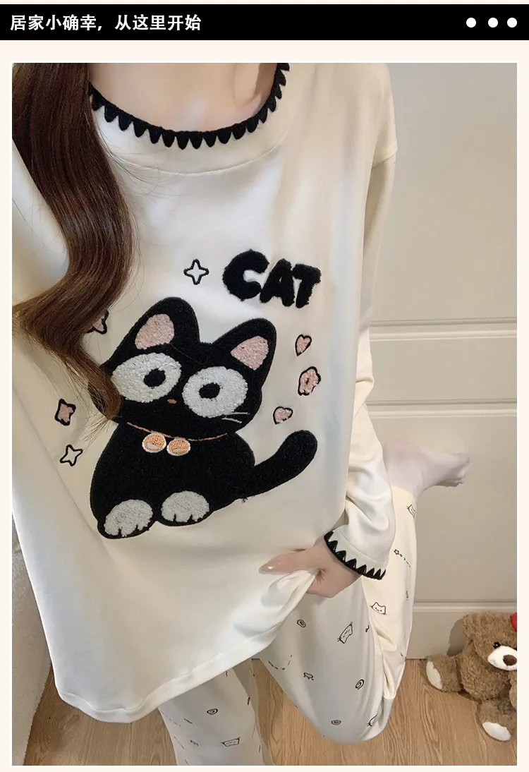 2026 New Autumn Women's Milk Silk Pajama Set, Long Sleeve Top and Long Pants, Sweet Comfortable Wearable-Outside Loungewear · Wholesale · OEM · Worldwide Shipping - Detail 10