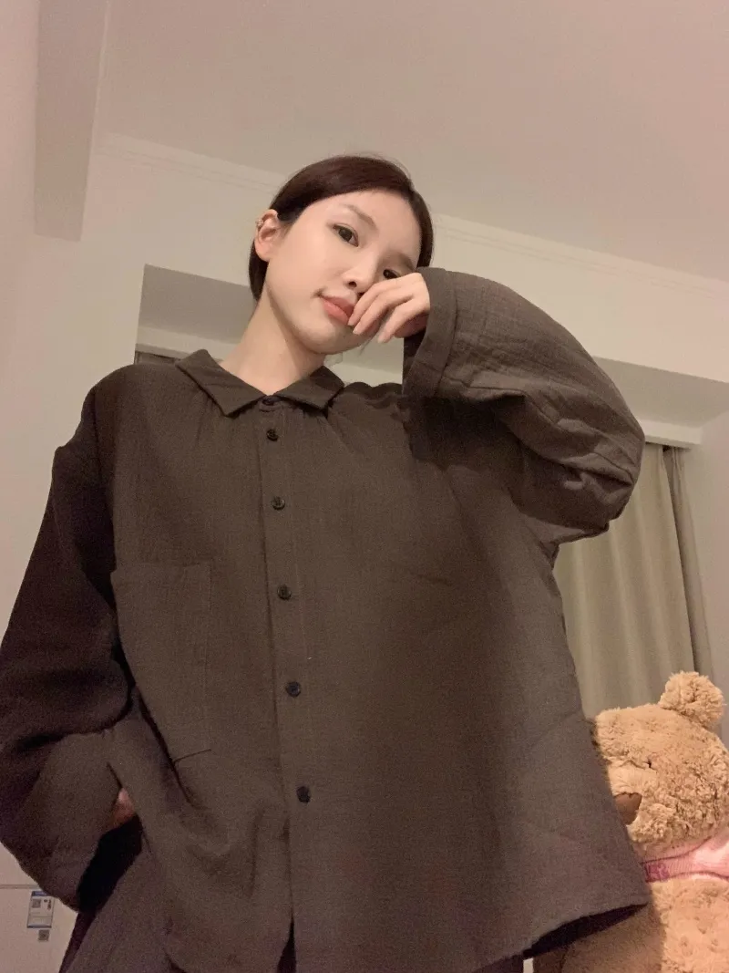 6398 Maillard Solid Color 2026 Spring Autumn New Pajamas Women's Influencer INS Style Korean Version Loungewear Set · Wholesale · OEM · Worldwide Shipping - Detail 7