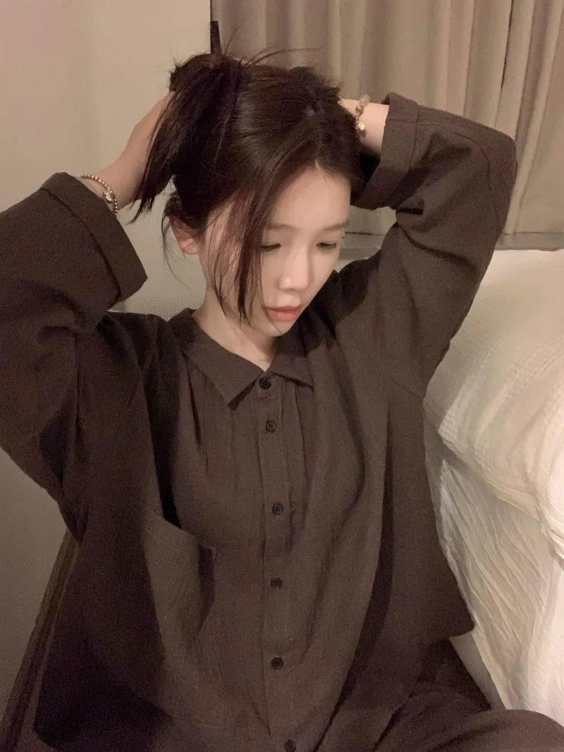 6398 Maillard Solid Color 2026 Spring Autumn New Pajamas Women's Influencer INS Style Korean Version Loungewear Set · Wholesale · OEM · Worldwide Shipping - Detail 2