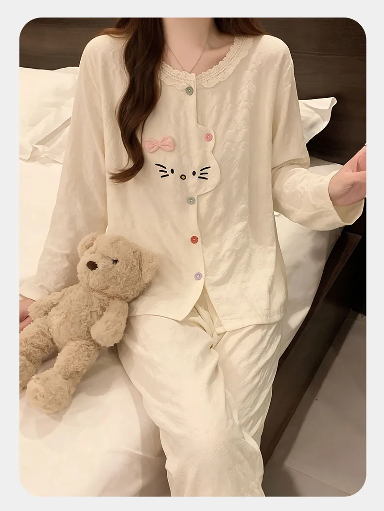 패드 내장 파자마 여성 가을겨울 2026 신상 구름 코튼 긴팔 긴바지 카툰 귀여운 홈웨어 세트 · 도매 · OEM · 전 세계 배송 - Detail 18